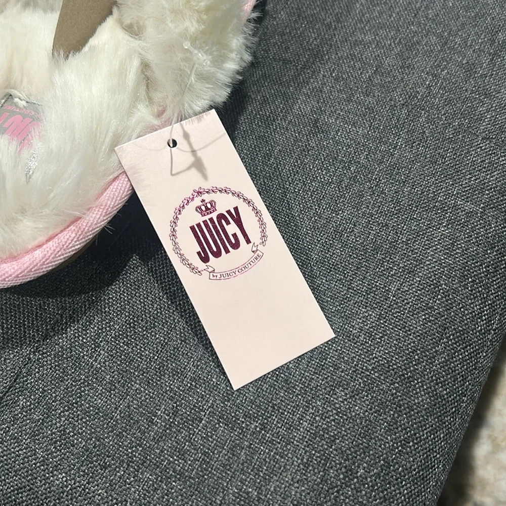 NWT Juicy by Juicy Couture Sonora Girls Slip-On Slippers Gray/Pink SZ 4-5 💥💥